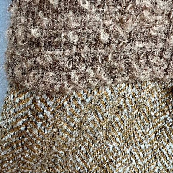 Vintage 60s Mod tan camel boucle tweed long sleeve front zip mini dress S - Picture 14 of 14